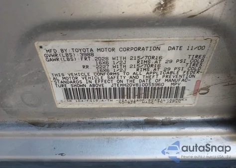 2001 Toyota Rav4 from USA, damaged, VIN JTEHH20V810055960